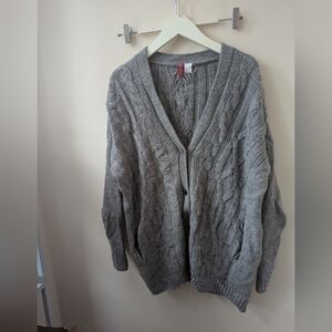 Divided Gray Cable Knit Cardigan
